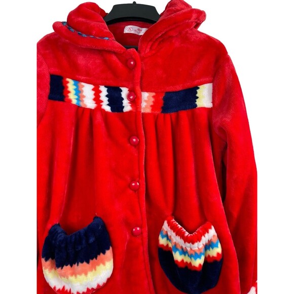 Rou Phang Extra Warm Soft Red Stripe Long Sleeve Top Bottom Pajama Lounge Set L - Picture 3 of 16